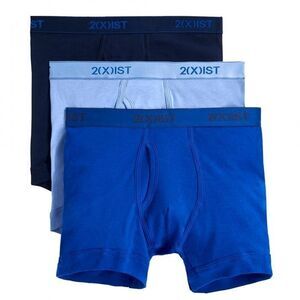 2XIST Boxer Briefs Mens Small Blue 3-Pack Essential No Show Cotton Stretch Logo